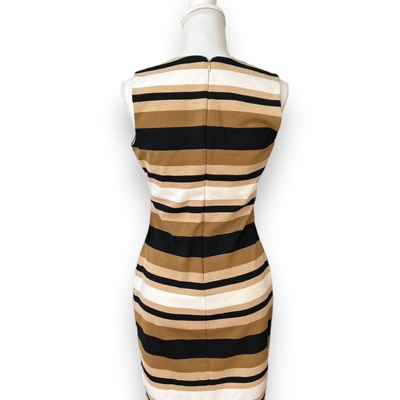 NWT Calvin Klein | Gold Sparkle Taupe and Black Body-con Sheath Dress Sz 4 - Picture 6 of 14